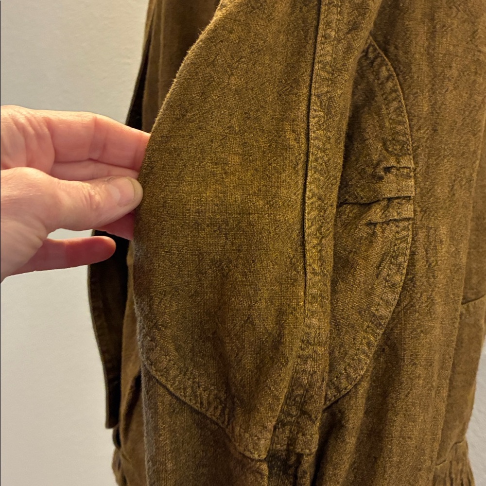 Free People Jayde Mustard Linen Safari Bomber Jacket Small 44” Chest $168 NWOT - Picture 8 of 15